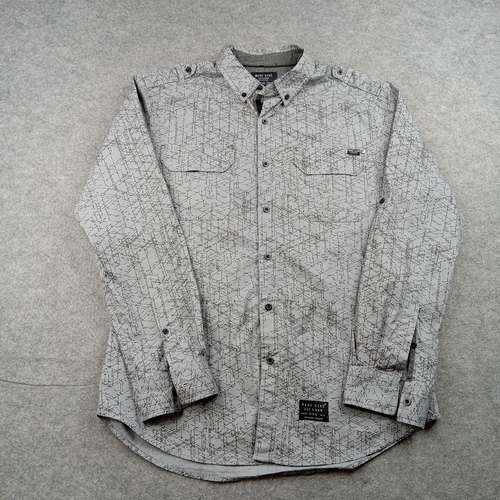 Marc Ecko Shirt Mens Large Cut & Sew Geometric Button Front Long Sleeve